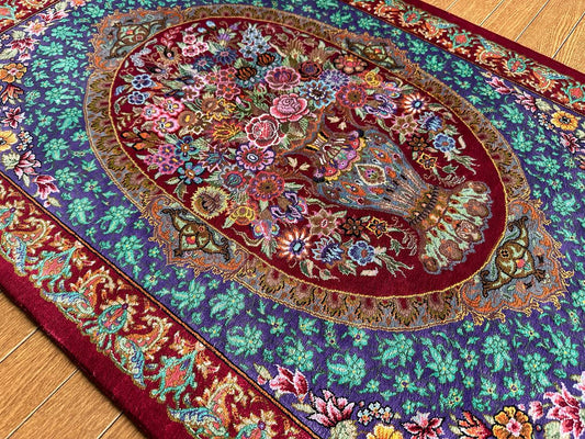 クム産シルクカーペット (90×60cm) SHIRAZI工房